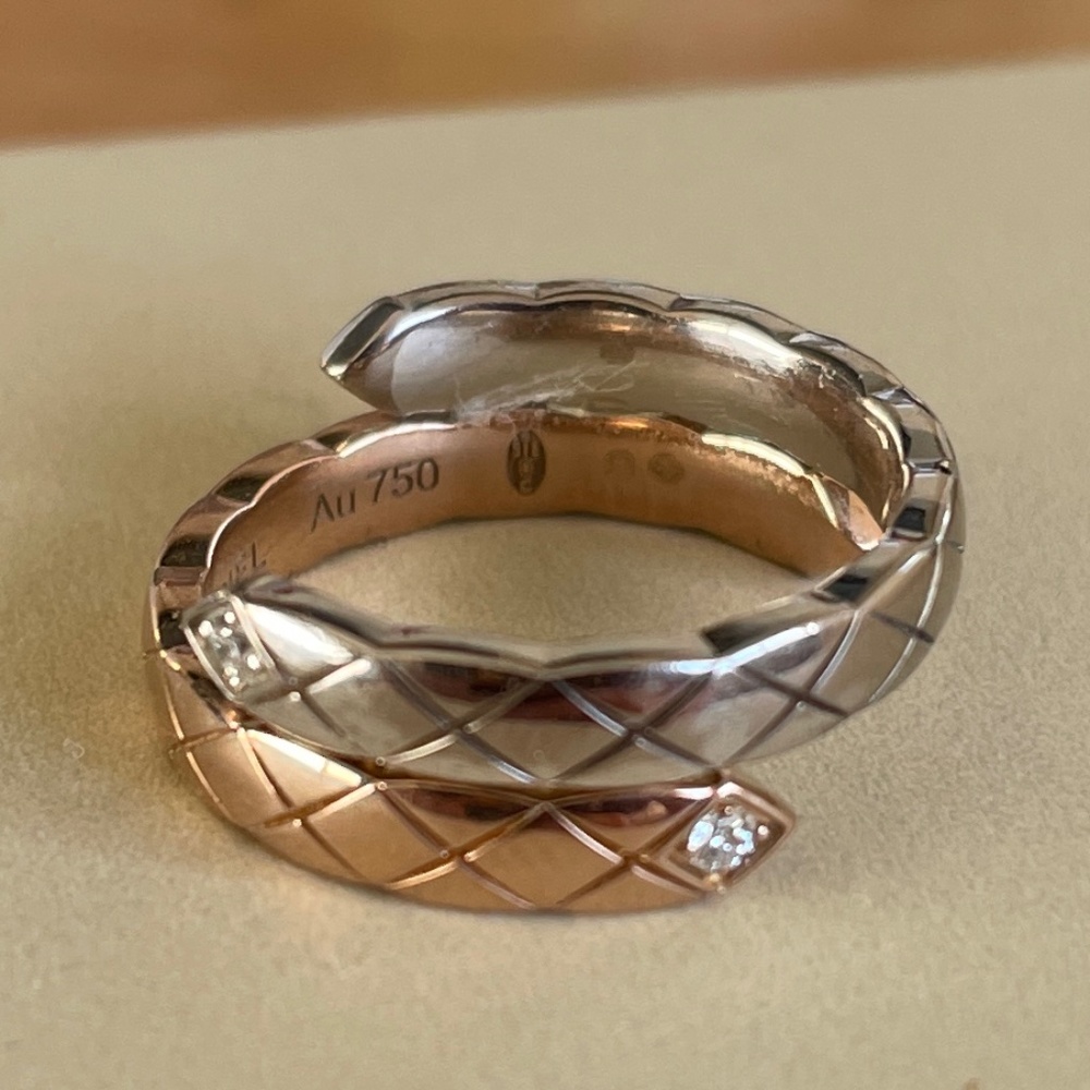 Chanel Coco Crush Diamond Ring in 18k 2 Tone Gold (small version)
